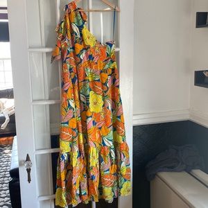 Jcrew tropical one shoulder dress